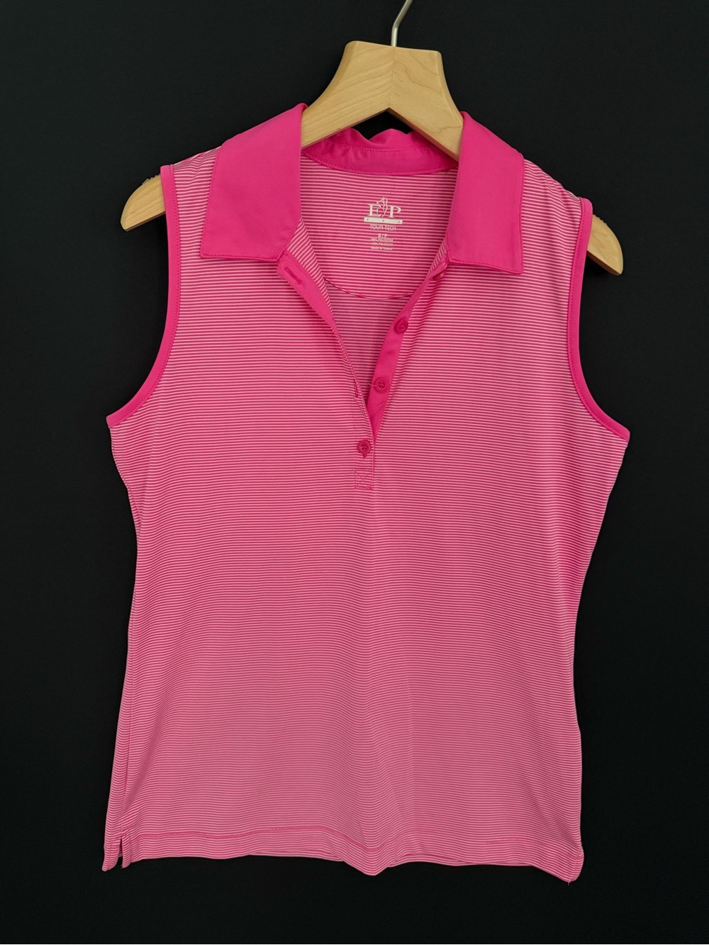 E.P. Pro Tour Tech Pink Striped Sleeveless Golf Polo Women’s Small